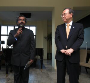 Music for Life International artistic director George Mathew with United Nations Secretary-General Ban Ki-moon